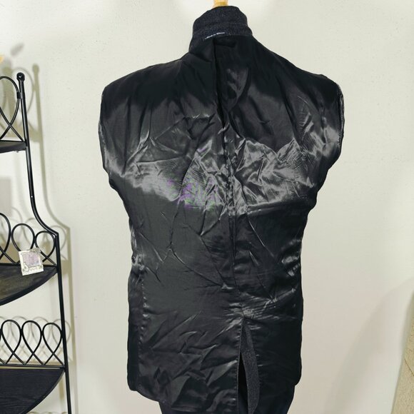 Claiborne Mens Sport Coat Two Button Flannel Wool Silk Cashmere Charcoal BLK 44L - Picture 11 of 14